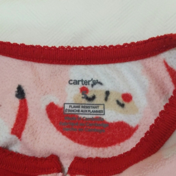 carter's pink santa christmas fleece zipper footie sleeper pajamas size 5 girls - Picture 2 of 5